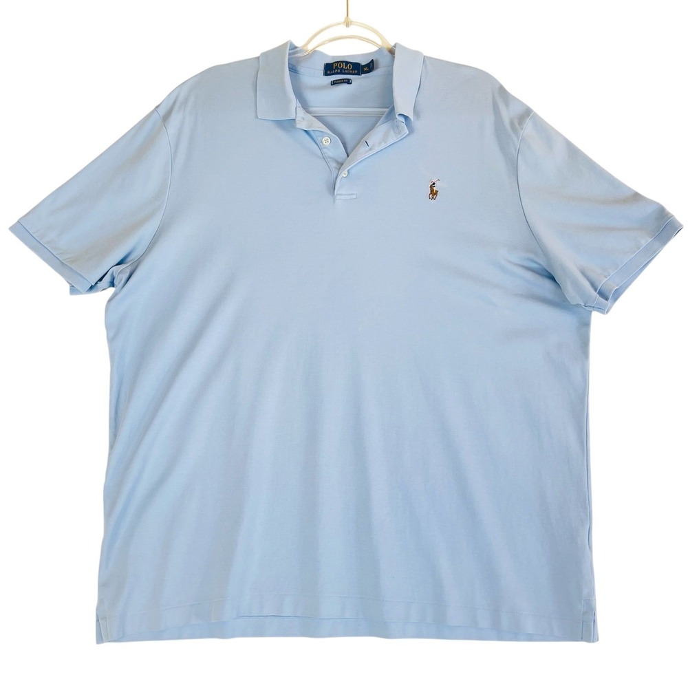 Polo Ralph Lauren Mens XL Light Blue Short Sleeve Polo Shirt Pony Preppy